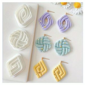 3Pcs Bohemian Knot Polymer Clay Cutters Geometric Braided Shapes for DIY Earrings & Pendants Embossing Modeling Tools