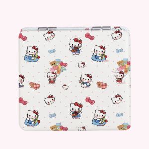 Mini Dual-Sided Cartoon Compact Mirror Handheld Makeup Mirror Flip Cover Folding Design Portable Personal Grooming Tool