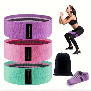 3pcs 1 Set of Non Slip Yoga Resistance Bands for Stretching Strength Training Squats Lunges Core Workouts Pink Purple Green