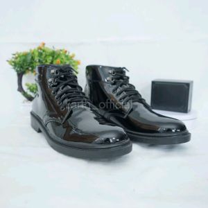 sepatu pdh pria tali dan resleting dof dan mengkilap jatah polri tni satpam scurity