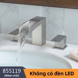 Vòi Lavabo LED Đen Bằng Thép Không Gỉ Hình Vuông 3 Lỗ Hai Tay Cầm Nước Nóng Lạnh Lắp Đặt Trên Mặt Bàn Thiết Kế Hiện Đại