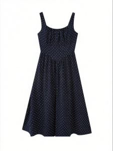 SANFU | Fashion Summer New Elegant Smocking Square Collar Waist Slimming Dress