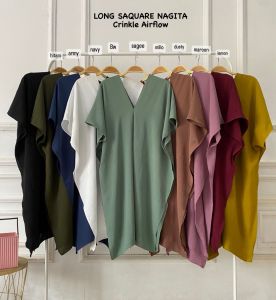 LONG SQUARE NAGITA TOP ATASAN BLOUSE WANITA AIRFLOW CRINKLE ANTI LECEK AIR FLOW TERBARU 2023