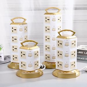 VERTICAL TOWER 2 / 3 / 5 Layer Tower Multi Universal Socket Portable Trailing Socket 2x2.4A USB Extension Plug