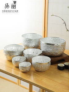Southeast Asian Restaurant Dinnerware Tai Silver Bowl Thai Style Sweet Dessert Small Bowl Pyuthan Alloy round Shape Pure Color