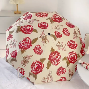 Retro rose sun umbrella folding UV umbrella for sunny and rainy days Automatic/manual umbrella for girls