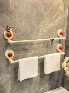 Bathroom Towel Rack Wall Mounted Single Rod Storage Shelf No Drilling Required Stainless Steel Toilet Accessories Organizer