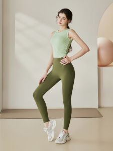 Womens Yoga Fitness Outfit Set Shockproof Sports Bra Top And Bottoms Two-Piece Integrated Design Breathable Quick Dry Nylon