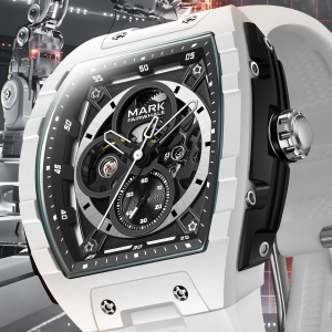 Mark Fairwhale 6003 Fashion Mens Automatic Mechanical Watch Luminous Waterproof Rubber Strap Casual Sports Watches for Man