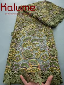 Vải Ren Thụy Sĩ Cao Cấp Kalume 2025 Chất Liệu Cotton Kiểu Dáng Châu Phi Dùng May Váy Cưới 5 Thước Phong Cách Nigeria