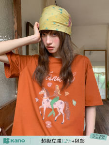 Mermaid Print Loose Short Sleeve Womens T-Shirt