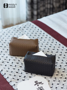 กล่องกระดาษทิชชูทอสุดหรู หนัง ชิ้นสำหรับห้องนั่งเล่น โต๊ะกาแฟ กล่องเก็บผ้าเช็ดปาก สไตล์นอร์ดิก รูปทรงสี่เหลี่ยมผืนผ้า ของตกแต่งบ้าน