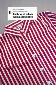 Kemeja Wanita Motif Salur Stripe Lengan Panjang By Azka Collection