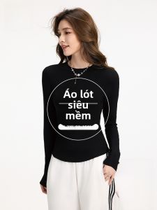 Miiow | Elegant Round Neck Base Shirt Plus Size For Plus Size Women Spring Autumn Versatile Inner Wear Outer Wear Slimming T-Shirt Top