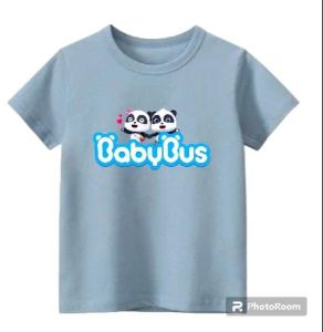 Atasan kaos anak uniseks gambar panda lucu babybus baby bus buat umur 2-10 tahun