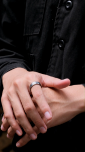 Racabel Vulken Ring - Cincin Tungsten Silver Hitam Anti Karat