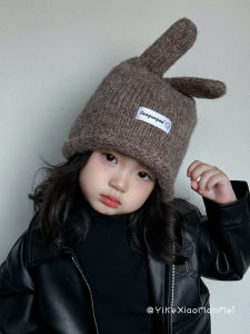Korean Style Childrens Knitted Woolen Cap Autumn Winter New Arrival Versatile Patchwork Baby Girl Hat Butterfly Knot Design