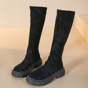 Korean Style over Knee High Boots Women Thick Bottom High Tube Boots Autumn Winter New Slim Elastic Long Tube Boots Fashionable