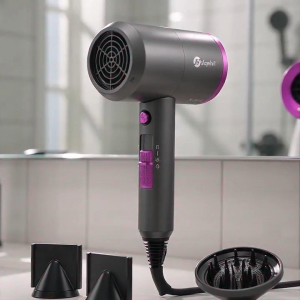 slopehill 1800W Professional Ionic Hair Dryer Fast Drying Low Noise Blow Dryer with 3 Speeds 2 Concentrator Nozzles & Diffuser for Home Salon Travel