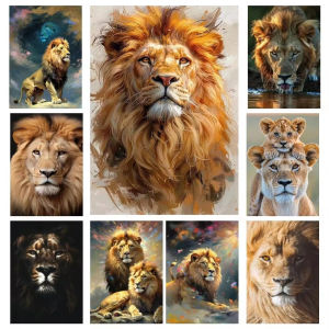 BILIBILI | Frameless DIY Oil Painting Kit for Adults Lion Animal Portrait Artwork Paint By Numbers Canvas Wall Art Home Decor Gift