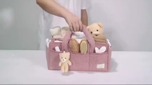 Portable Felt Diaper Caddy with Multiple Compartments Large Storage Basket for Nursery Changing Table & Travel Essential Gift for New Moms