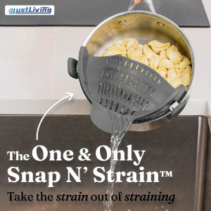 JustLiving 1PC Pot Strainer and Pasta Strainer - Adjustable Silicone Clip on Strainer for Pots/Pans and Bowls Kitchen Colander Vegetable & Fruit Drainage Basket