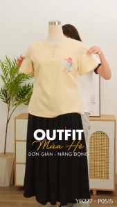 Áo kiểu thiết kế đơn giản chất liệu Linen Thun thấm hút tốt thương hiệu Thiều Hoa AN5Y0227