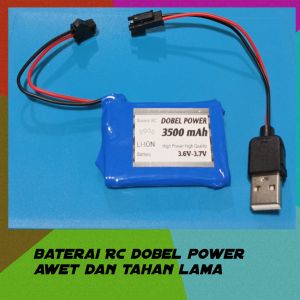 Termurah!..Baterai RC dobel power 3.6~3.7volt 3500mAh + USB charger  awet tahan lama mantap!..