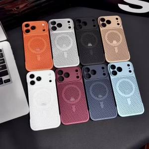 Honeycomb Mesh Borderless Magnetic Phone Case For iPhone 17 16 15 14 Plus 13 12 11 ProMax Ultra Thin Breathable Protective Cover