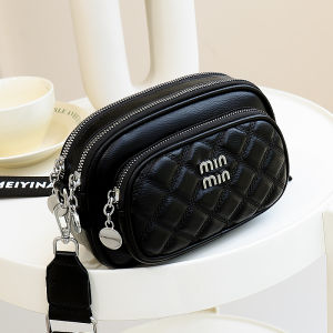 TAOHUALIHUA | Multi-layer Compact Bag Wide Strap Crossbody Bag