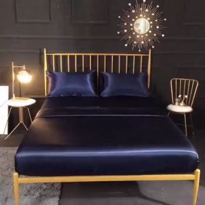 #CSKP 🔥 Bright Smooth and Soft Satin Soft Silk Solid Bedding Fitted Sheet Getah keliling bolstercase King Queen Single