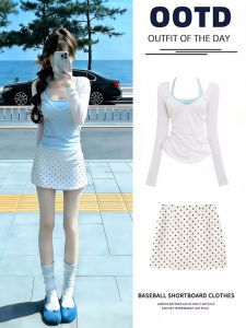 ZUKUN | White Dotted Short Skirt