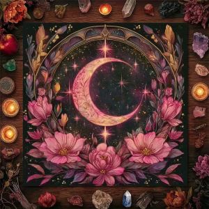 【Moonlight Wreath】Tarot Tablecloth Practical 50x50cm Astrology Oracle Card Table Mat