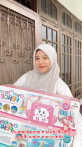 [KST] Mainan Pagar Bermain Anak Play Fence Lipat Aman Karakter Lucu Area Bermain Luas Anak