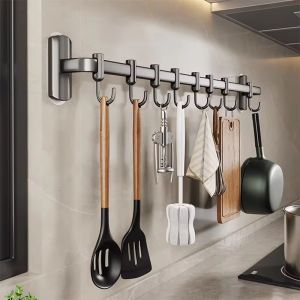Wall Mounted Hooks Rack Kitchen Organizer Utensils Knife Holder Cutting Board Spoon Lid Storage Bathroom Towel Robe Coat Hangers