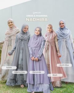 Gamis Wanita NADHIRA Dress + Outer By GREENISM Gamis Pesta Kondangan Mewah Anggun motif batik