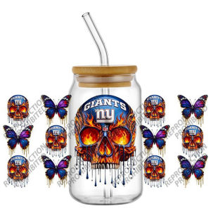 Funko | Tem Nhãn Dán Chuyển Nhiệt 3D UV DTF Hình Đầu Lâu Đội Bóng Đá 16oz Hình Bướm Dùng Cho Ly Thủy Tinh Thủ Công DIY Trang Trí Nhà Cửa Graffiti
