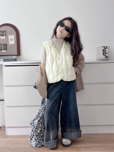 Girls down Vest Lightweight Inner Wear Childrens School Uniform Companion Autumn Winter Nylon Fabric 85% down Fill Power