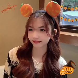 dailyHalloween Pumpkin Headband Cute Plush Doll Hair Accessory Skin-Friendly Durable for Halloween Party Cosplay Gift for Kids