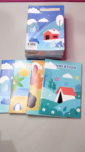 สมุดปกอ่อน รุ่น VACATION จำนวน 80 แผ่น คละแบบ ยี่ห้อ SAENGROONG / 1 โหล (12เล่ม)