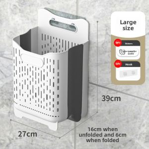 Foldable Wall-Mounted Laundry Basket Bathroom Dirty Clothes Storage Basket Home Use Nordic Style Pure Color Household Organizer