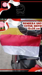 Bendera Unyil Kecil Merah Putih Untuk Motor Ukuran 13 x 20 cm Bahan Satin Peles Kilap Jahitan Rapih