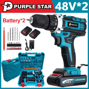36V Cordless Drill Electric Hammer Impact 2 Battery Case Screwdriver Accessories set Cordless Drill