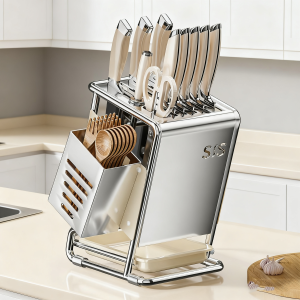 ชั้นวางมีดเหล็กไมโครไซล์ ชั้นวางของในครัว ชั้นวางตะเกียบ ชั้นวางของในครัว อุปกรณ์เก็บของแบบหลายช่อง ชั้นวางของในครัว