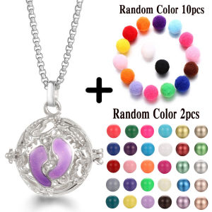 Mexico Chime Aromatherapy Music Ball Woman Caller Essential Oil Necklace Perfume Diffuser Gradient Color Flower Pendant Jewelry