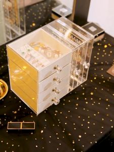Earring Storage Box Jewelry Organizer Transparent Drawer Storage Case Rings Earring Watches Bekas Subang Jewellery
