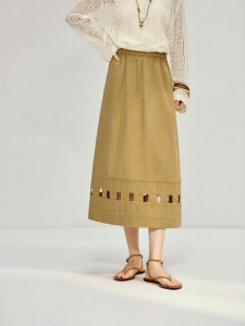 INMAN | Loose A-Line Mid Length Skirt 100 Cotton