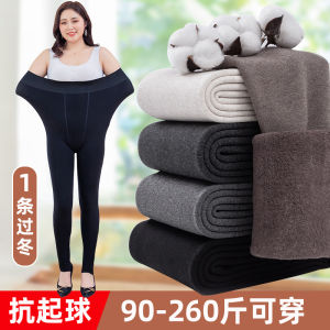Womens Leggings Outwear Plus Size Ladies plus Size 100.00kg Winter Fleece-lined Thickened Spring and Autumn Light Fleece Cotton-Padded Trousers