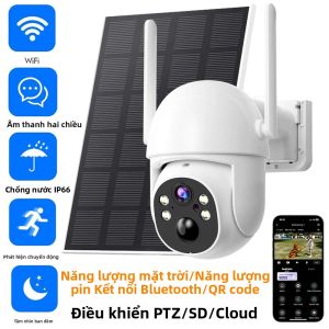 Camera Chạy Bằng Năng Lượng Mặt Trời WiFi 4MP HD 4X Zoom Ngoài Trời Chống Nước PTZ IP An Ninh Camera Quan Sát Giám Sát Tại Nhà Với Bộ Lưu Trữ 128G