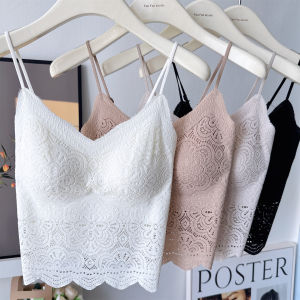 Fashionable Lace Trimmed V-Neck Womens Vest Underwear High Elasticity Thin Strap Inner Wear Top Pure Desire Embroidery Design